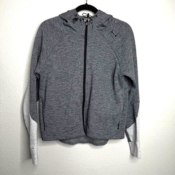 Puma Womens Charcoal Colorblock Solid DRY-CELL Hooded Sweatshirt Sz Medium - Picture 1 of 16